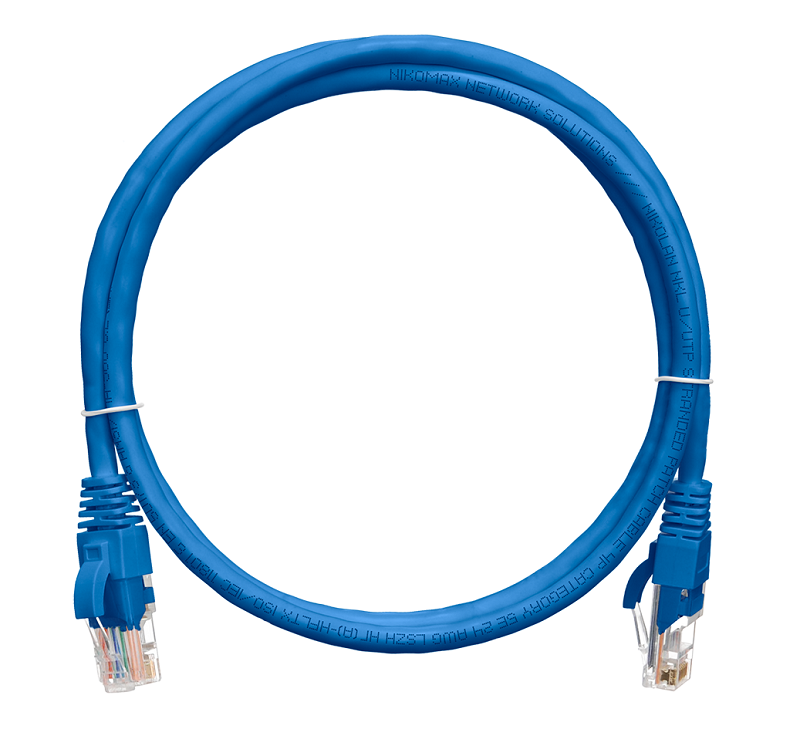 Патч-корд 1 метр, U/UTP 4 пары, Кат.5е,&nbsp;&nbsp;LSZH,&nbsp;&nbsp;2хRJ45/8P8C, T568B, Molded, синий,