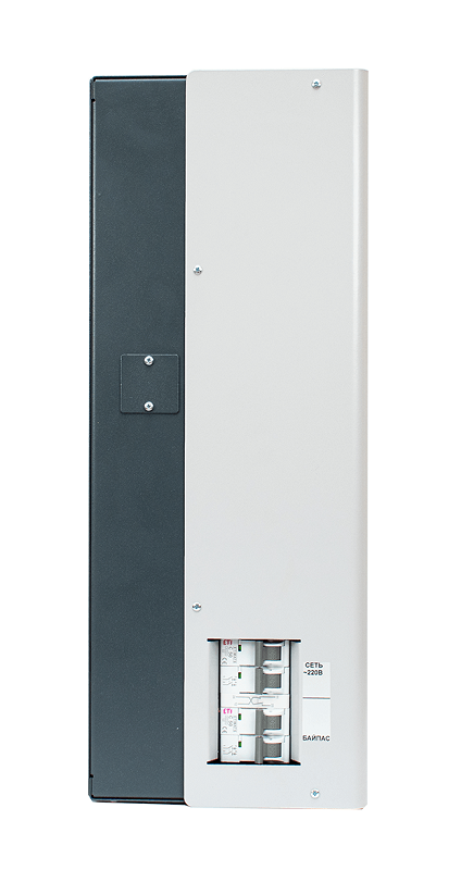 Стабилизатор переменного напряжения инверторный (с двойным преобразованием) однофазный, чистая синусоида; P-нагр.20 кВА/18кВт, U-вх.90…310В, U-вых.220…230 (с шагом 1В), I-вых.92 А; IP20, t-раб.+5…+40°C, 379х481х191 мм