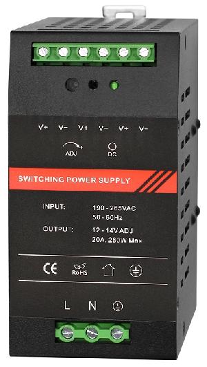 Блок питания 12 VDC/ 20 A, крепление на DIN-рейку, черный
