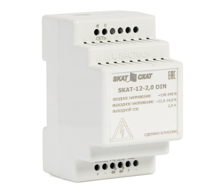 Источник бесперебойного питания 12В 2А, под DIN рейку 35 мм&nbsp;&nbsp;Внешний АКБ от 7 Ач.,&nbsp;&nbsp;53х88х71 мм