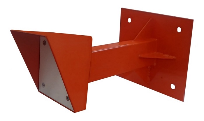 Настенная стойка для считывателя, вынос от стены - 40 см, труба 30х60 мм, защитный кожух 150х250мм с диэлектрической пластиной, 4 усиливающие косынки, электрический клеммник