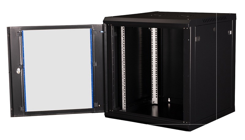 Шкаф 19" телекоммуникационный настенный, 12U 635х600х600 мм, дверь стекло, черный
