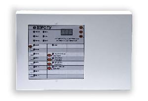 Прибор управления пожарный, 1 зона пожаротушения, 1 направление пуска 24В 2,4А; 3-х разрядный светодиодный индикатор обратного отсчета пуска пожаротушения; 6 выходов для подключения внешних цепей оповещения с контролем целостности линий; 9 конфигурируемых шлейфов сигнализации.