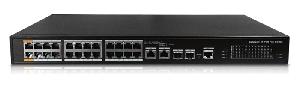 Управляемый сетевой коммутатор 2 комбо-порта J-45 10/100/1000 Мбит/с (uplink), 24 порта 10/100 Мб/с (PoE); 360 Вт;