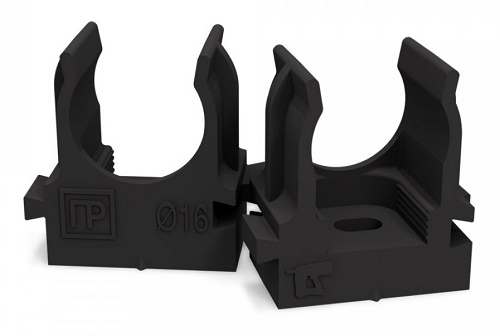 Крепеж-клипса для труб для прямого монтажа черная в п/э d16 мм (100шт/уп)