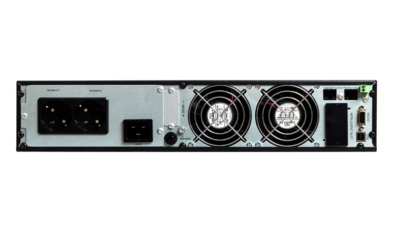 Источник бесперебойного питания 220В, 2000ВА (1800 Вт) On-Line, синусоидальная форма выходного напряжения, световая и звуковая индикация режимов работы, ЖК дисплей. Встроенный АКБ 9Ач, 4 шт, время резерва 3 мин. Корпус под 19" шкаф, высота 2U или настольная установка.