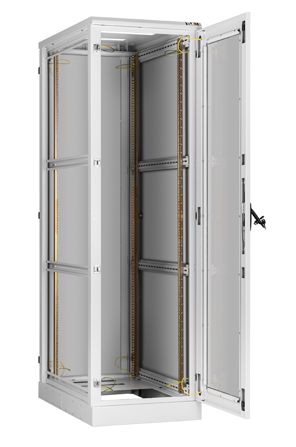 Напольный шкаф 19", 42U, стеклянная дверь, Ш600хВ2060хГ1000мм, в разобранном виде, серый