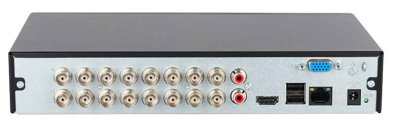 16-канальный HDCVI-видеорегистратор c SMD, Формат видеосигнала: HDCVI, AHD, TVI, IP, CVBS; отображение: до 5Мп; запись: до 5M-N@10к/с, 1080P@15к/с, 1080N@25к/с; кодирование: AI-Coding, H.265+, H.265, H.264+, H.264; IP-каналы: до 24 каналов до 6Мп; накопители: 1 SATA III до 16Тбайт; видеоаналитика: 16кн интеллектуальный детектор движения SMD Plus, интеллектуальный поиск, 1 HDMI, 1 VGA; сеть: 1 RJ45 1000Мбит/с; аудиовх/вых: 1/1, двунаправленная аудиосвязь: 16 HDCVI-каналов; питание: 12В(DC)