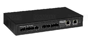 Коммутатор Gigabit Ethernet на 8 SFP + 2 RJ45 портов.&nbsp;&nbsp;Порты: 8 x GE SFP (1000Base-FX), 2 x GE (10/100/1000Base-T). БП DC12V (0,5A). 225 х 35 х 105мм. -10…+55°С.