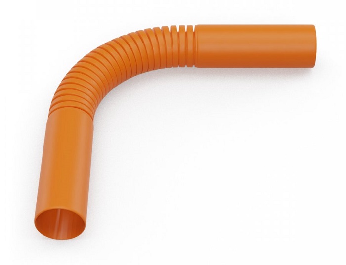 Поворот гибкий гофрированный оранжевый d20 мм (10шт/уп)