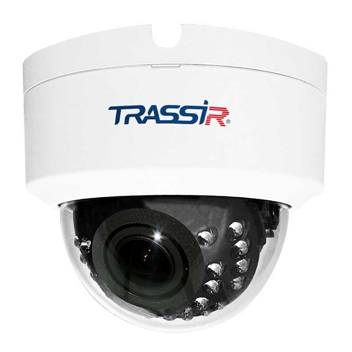 Внутренняя 4Мп IP-камера с ИК-подсветкой. Матрица 1/3" CMOS, разрешение 4Мп (2560?1440) @25fps, режим "день/ночь" (механический ИК-фильтр), вариофокальный объектив 2.7-13.5 мм, поддержка кодеков H.264, H.265, H.265+, D-WDR (105 dB), 3D-DNR, BLC, Defog, питание PoE (802.3af) / 12V DC, -10°C ... +50°C, ИК-подсветка до 25 м. Поддержка TRASSIR Cloud. Базовая встроенная аналитика (пересечение линии, контроль области, детекция людей).