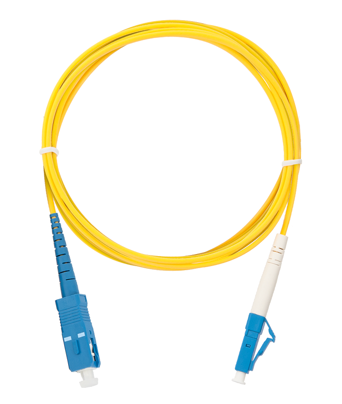 Шнур волоконно-оптический, переходной,<br />
одномодовый 9/125мкм, стандарта OS2, SC/UPC-LC/UPC, одинарный, полимерный материал нг(A)-HF, 2мм, желтый, 2м