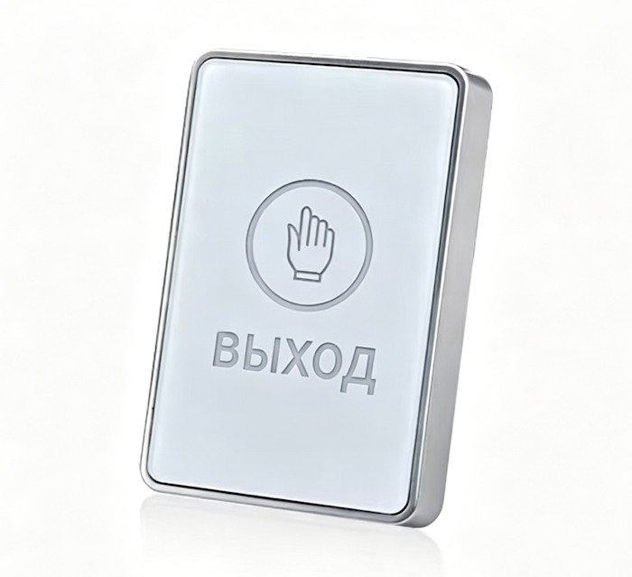 Сенсорная кнопка запроса на выход накладная c LED подсветкой.&nbsp;&nbsp;Выходные контакты ОБЩ/НР/НЗ. 86x50x20 мм, цвет белый. Материал корпуса: пластик.