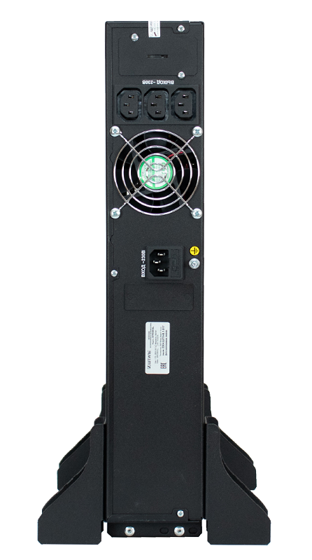 Источник бесперебойного питания в стойку, on-line (с двойным преобразованием), чистая синусоида, 300 ВA (225 Вт); U-вх.220 В; встроенные аккумуляторы, 1х12В/9Ач, U-акб.12 В, I-заряд.1 А; светодиодные индикаторы, "холодный старт"; выходные разъёмы - IEC-320-C13 (3 шт.), EURO F-type с заземлением (1 шт.); высота 2U; IP20, t-раб.+5...+40°C, 89х440х350 мм