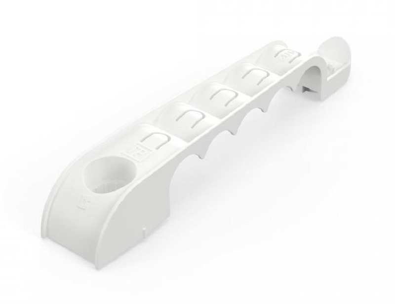 Держатель труб для прямого монтажа односторонний на 5 мест белый d16 (30шт/уп)