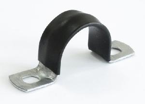 Скоба металлическая двухлапковая с полимерным покрытием СМД-П d21-22 мм (100шт/уп)