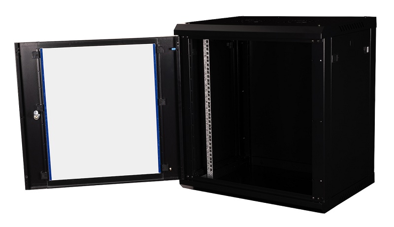 Шкаф 19" телекоммуникационный настенный, 12U 635х600х450 мм, дверь стекло, черный