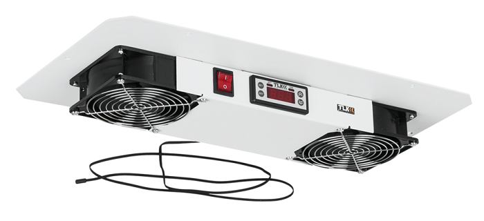 Вентиляторный блок TLK для настенных шкафов серии TWC и TWA, 2 вентилятора с терморегулятором и датчиком, без шнура питания, серый