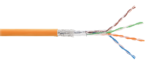 Кабель SF/UTP 4 пары, Кат.5e (Класс D), тест по ISO/IEC, 100МГц, одножильный, BC (чистая медь), 24AWG (0,511мм), внутренний, LSZH нг(А)-HFLTx, оранжевый, 305м