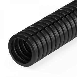 Труба гофрированная ПП безгалогенная (HF) разрезная черная dвн 9,8 мм, dнар 13,2 мм (50м/уп)