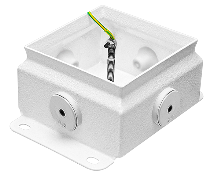 Коробка монтажная общепромышленные, оцинкованная сталь 1,2мм, IP66, 103х103х62 мм, 4 вводов, диаметр присоединяемого кабеля: М20 (8-13), (Р) - резиновый ввод