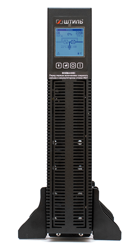 Источник бесперебойного питания в стойку, on-line (с двойным преобразованием), чистая синусоида, 2000 ВA (1800 Вт); U-вх.220 В; под внешние аккумуляторы, U-акб.72 В, I-заряд.8 А; ЖК-дисплей; выходные разъёмы - IEC-320-C13 (8 шт.), IEC-320-C19 (1 шт.); холодный старт, совместим с генератором; высота 2U; IP20, t-раб.+5...+40°C, 88х482х595 мм