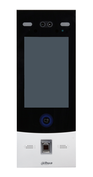 Вызывная панель c распознаванием лиц и отпечатков пальцев, В устройстве применяется алгоритм распознавания лиц глубокого обучения. Поддерживает открытие через сканирование отпечатка пальца, распознавание лица, IC карту, пароль, QR-код и их комбинации. 