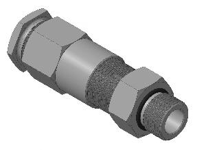 Кабельный ввод для бронированного кабеля с двойным уплотнением резьбой М20х1,5 мм, внешним диаметром кабеля D=14-18 мм и проходным диаметром кабеля d=8-12 мм