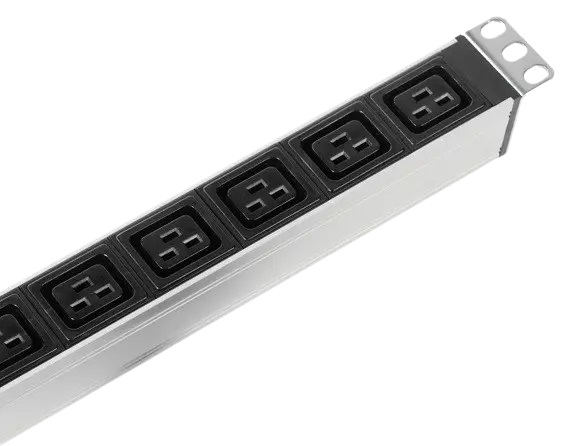 Вертикальный блок розеток Rem-16 с авт. 16 А, 10 Schuko, 10 IEC 60320 C19, 16 A, алюм.,33-38U, шнур 3 м