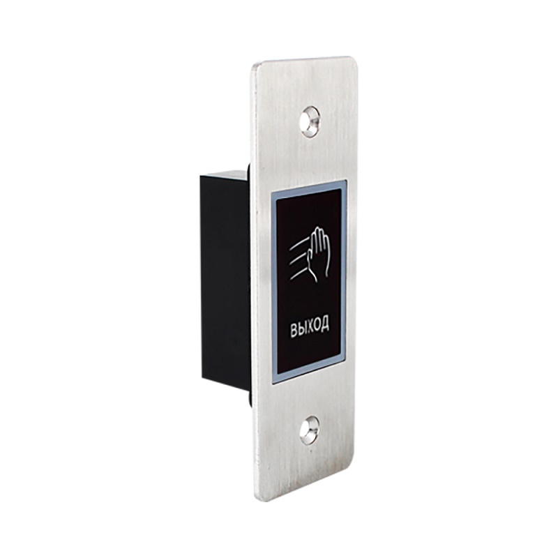 Кнопка на выход бесконтактная, врезная, группа  контактов НЗ/НР, корпус - нержавеющая сталь, таймер задержки, подсветка, дистанция 3-25 см. IP66, -20 ÷ +65° C, 115х40х25 мм.