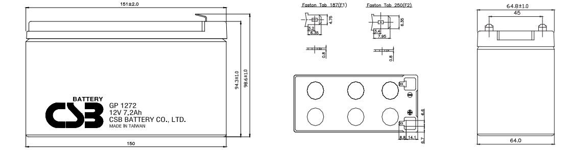 Аккумулятор 28,0 Вт/Эл, 12В, 94х151х65 мм, вес 2,1 кг