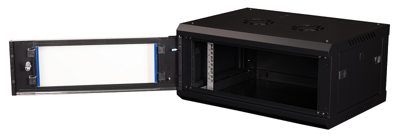 Шкаф 19" телекоммуникационный настенный, 4U 280х600х450 мм, дверь стекло, черный