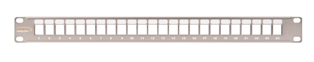 Коммутационная панель 19", 1U, Кат.5, наборная, под 24 модуля Keystone, UTP/STP, с заземлением, с органайзером, металлик