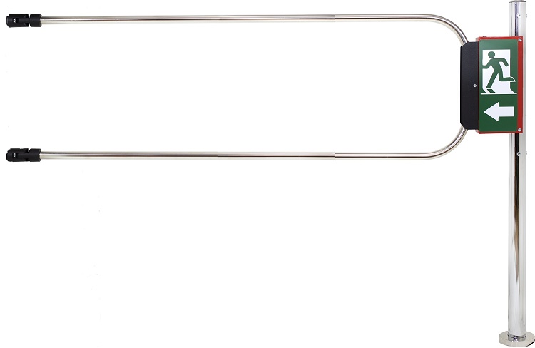 Калитка аварийного выхода с электромагнитом, нержавеющая сталь, в комплекте стойка 1000 х D50 мм и створка 1400 х D25 мм.