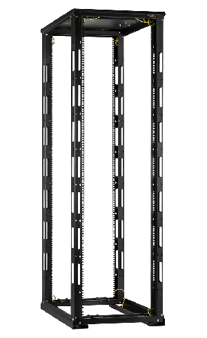 Монтажная стойка двухрамная с разборной рамой 19", 24U, Ш600xВ1195xГ1000мм, с крышей, в разобранном виде, черный