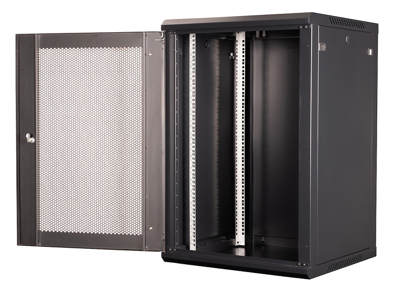 Шкаф 19" телекоммуникационный настенный, 18U 901х600х600 мм, дверь перфорация, черный