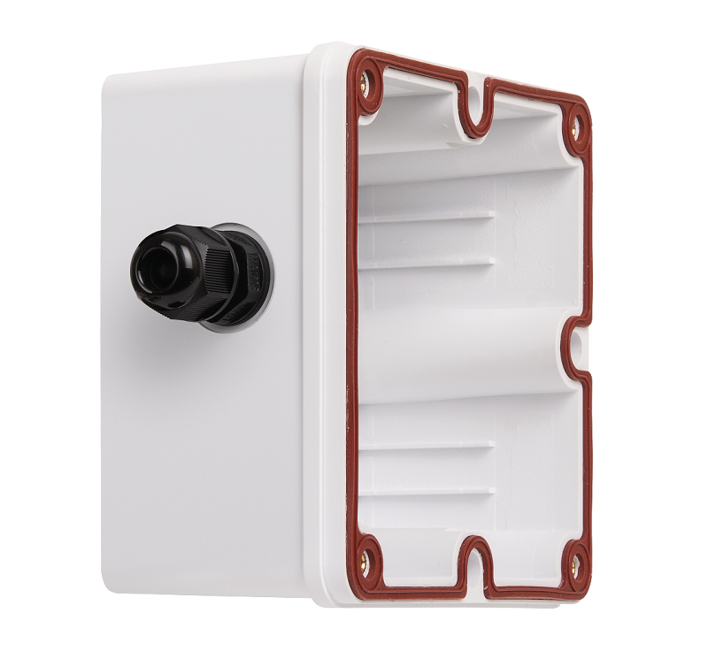 Индустриальный корпус настенной розетки 1 порт, под индустриальные модули-вставки, IP67, с герметичными вводами, металлик