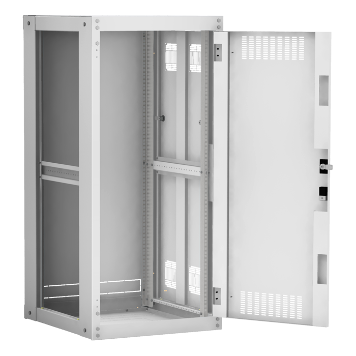 Напольный шкаф 19", 24U, металлическая дверь, цельнометаллические стенки, Ш600хВ1242хГ600мм, в разобранном виде, серый