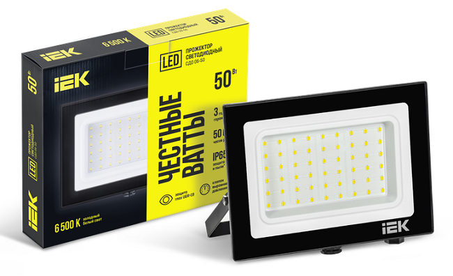 Прожектор СДО 06-50 светодиодный черный IP65 6500K