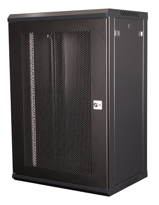 Шкаф 19" телекоммуникационный настенный, 18U 901х600х450 мм, дверь перфорация, черный