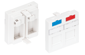 Вставка типа Mosaic 45х45мм., 2 порта под модули типа KeyStone со шторками, белая