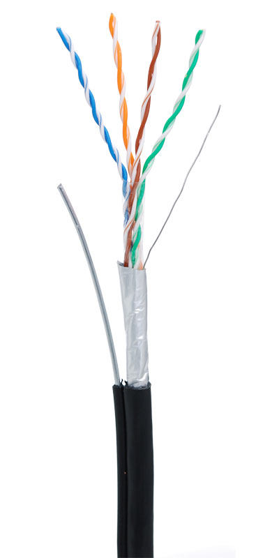 EC-UF004-5E-PE-SW-BK - Кабель F/UTP 4 пары, Кат.5e (Класс D), 100МГц, одножильный, BC (чистая медь), внешний, PE до -40C, с одножильным тросом, черный, 305м Кабель F/UTP 4 пары, Кат.5e (Класс D), 100МГц, одножильный, BC (чистая медь), внешний, PE до -40C, с одножильным тросом, черный, 305м