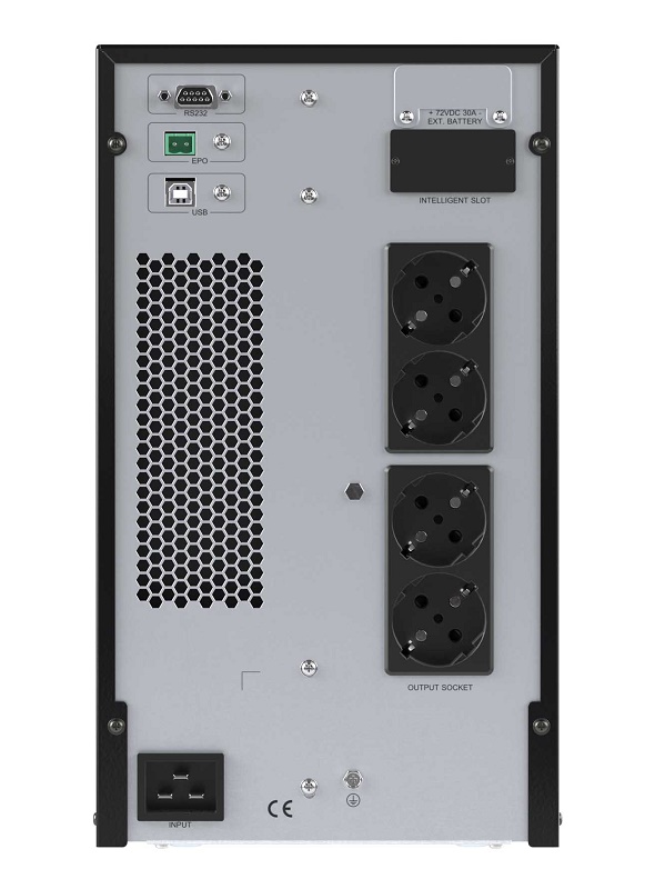 Онлайн ИБП ДКС серии Small Tower, 2000 ВА/1800 Вт, 1/1, 4xSchuko, EPO, USB, RS-232, RJ45, з/у 1А, 6x7Ач