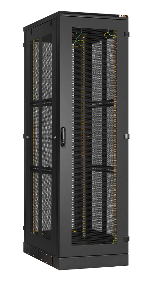 Напольный шкаф 19", 24U,  перфорированная передняя дверь, боковые перфорированные стенки и задняя дверь Ш600хВ1280хГ1000мм, в разобранном виде, черный
