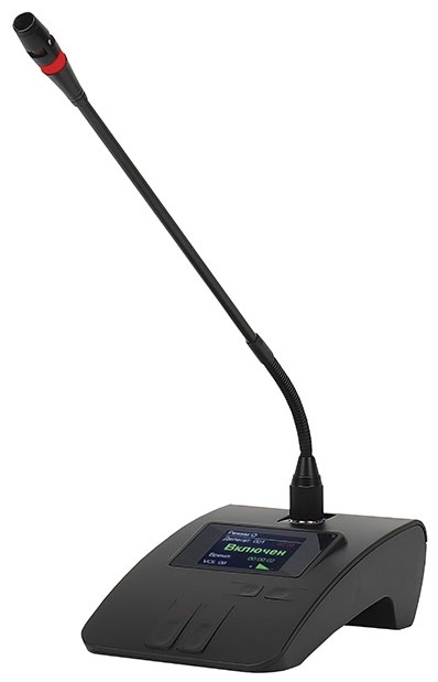 Микрофонная консоль делегата со световой индикацией. Микрофон "Goose neck" -&nbsp;&nbsp;450 мм. Подключение:1*Din 8 pin, 1*RJ45.