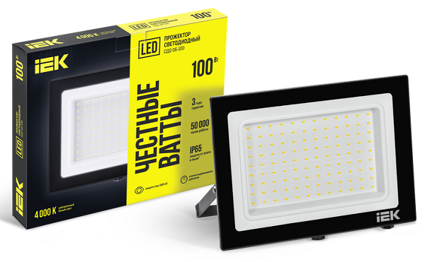 Прожектор LED СДО 06-100 IP65 4000К черный