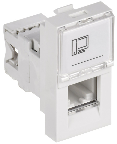 РКИ-10-00-П Розетка компьютерная RJ-45 UTP кат.5e (на 1 модуль) PRIMER белая