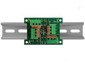 Разветвитель (сплиттер) интерфейсов CAN/ DMX512 /M-Bus /Modbus RTU. Пассивный разветвитель на 4 порта, крепление на DIN-рейку, бескорпусной, нажимные клеммы.