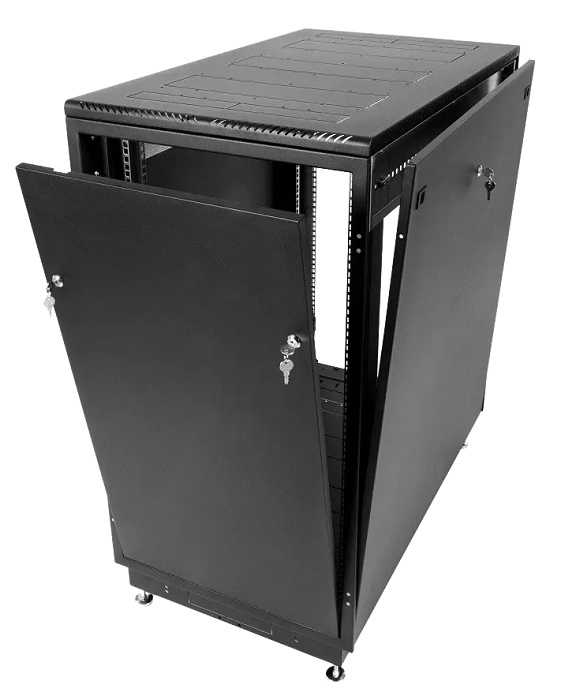 Шкаф телекоммуникационный напольный 18U (600 × 600) дверь стекло, цвет черный