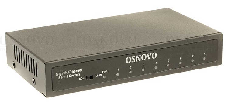 Коммутатор Gigabit Ethernet на 8 RJ45 портов. Порты: 8 x GE (10/100/1000Base-TX). Изоляция портов (VLAN). Auto MDI/MDIX Встроенная грозозащита 3кВ. В комплекте БП DC12V(1A). 138 x 25 x 80мм. -10...+55 гр. С.
